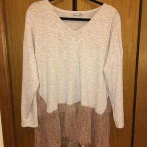 ZARA long sleeve pink flowy tee